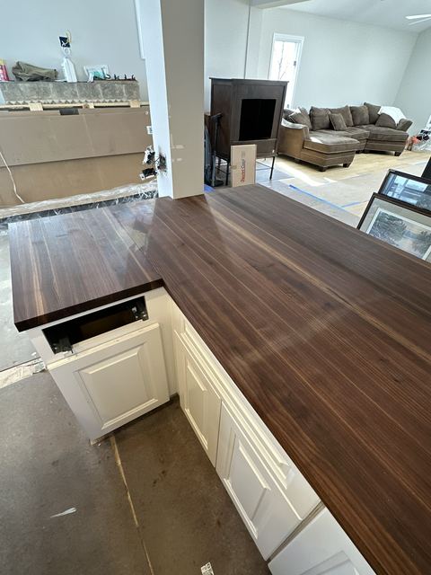 Hand-finished walnut butcher block countertop